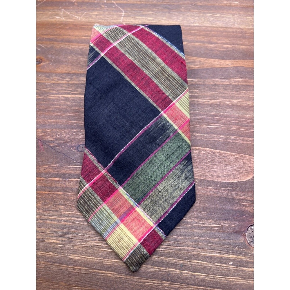 Windsor Black Red Green‎ Yellow Plaid Tartan Neck Tie 100% Cotton